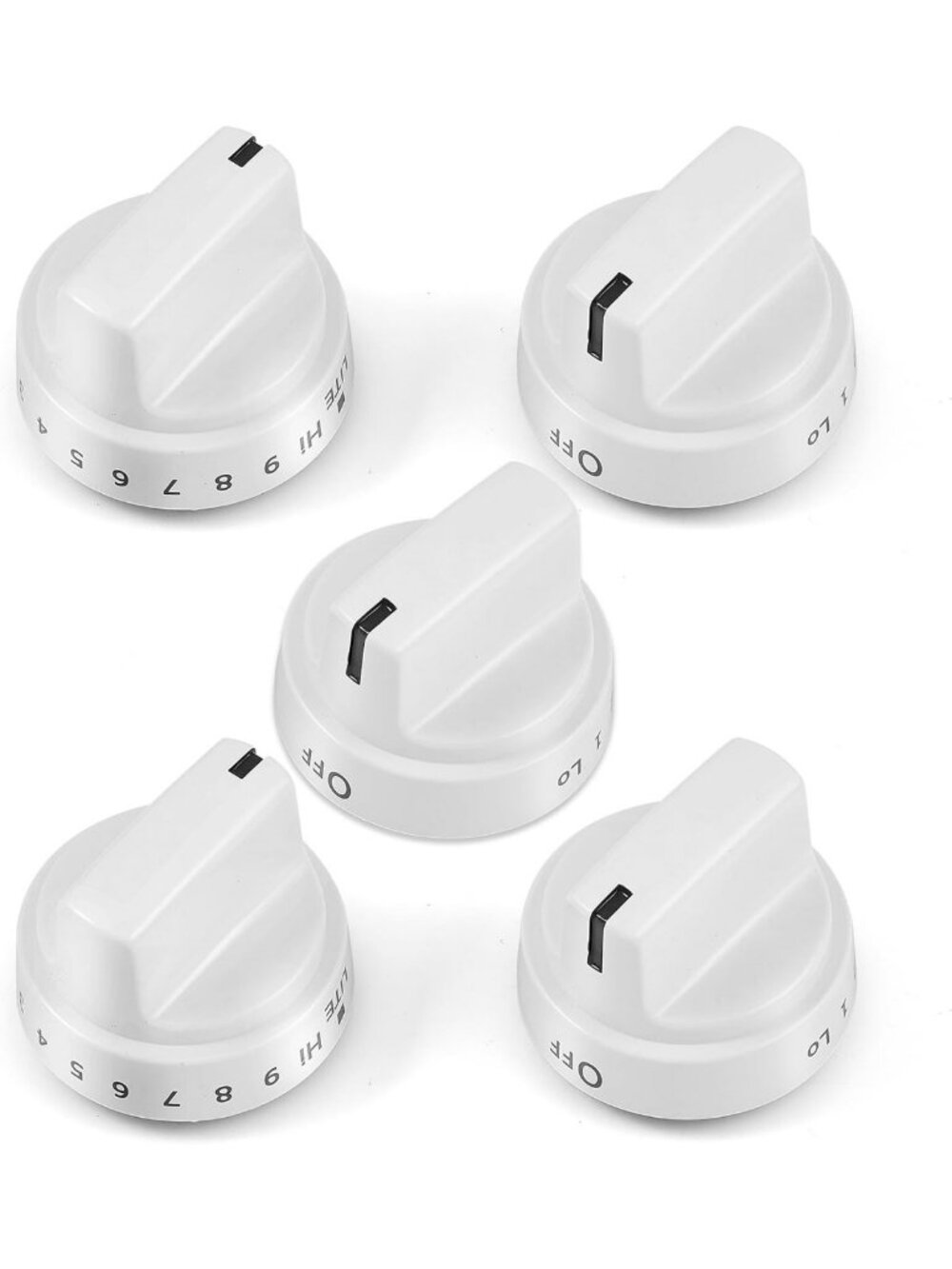 5 Pack White Stove Knobs Replacement for GE Cooktop & Oven Parts, Durable